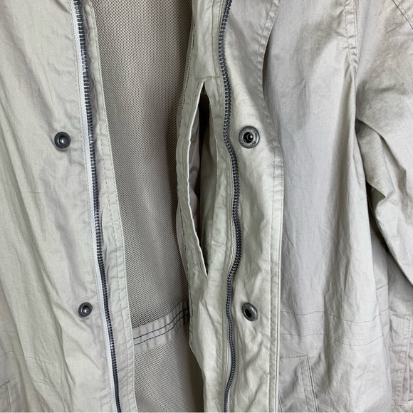 Men’s Dockers Khaki Fishing Chore Windbreaker Mesh Lined Jacket Pockets Hood LRG - Picture 10 of 13